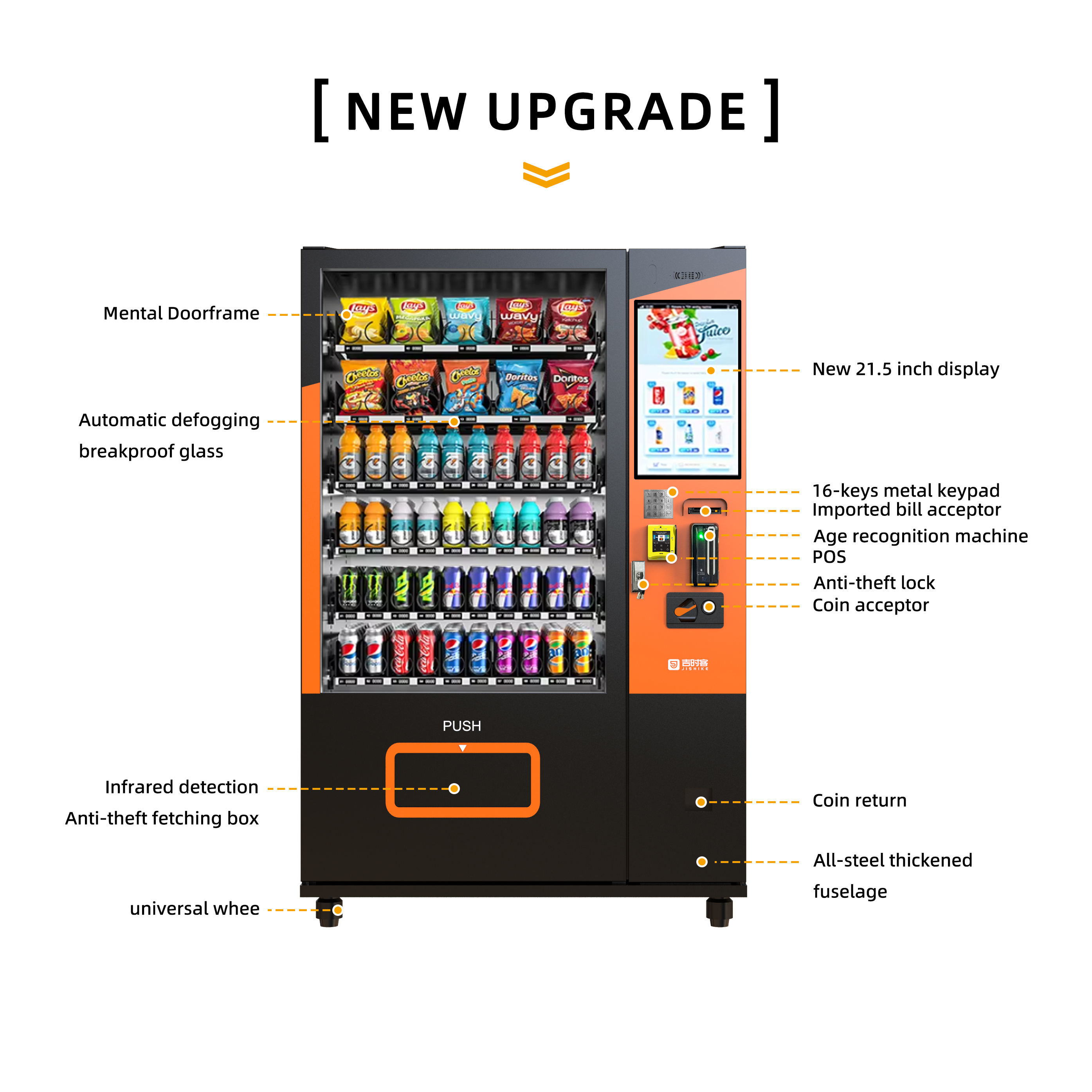 220V 50HZ Vending Machine With Payment System Paper Money / Coin / Scan And Customized Color Painting Sticker