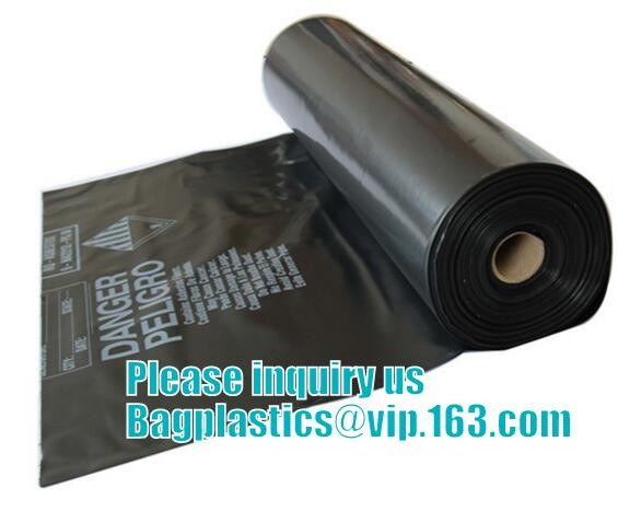 PE packing bag for Asbestos fibers, large size thicker LDPE asbestos remove bags, Large Asbestos Waste Removal Bags, pac