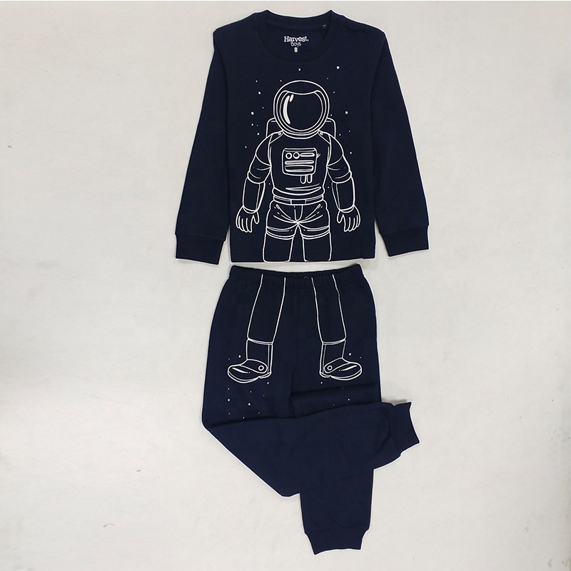 Thermal Children Pajamas Set Luminous Glow Print for Winter and Autumn Sleepwear Boys