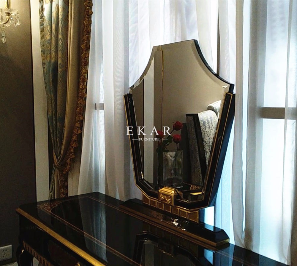 Luxury Wooden Dressing Table Antique Style Makeup Dresser With Mirror