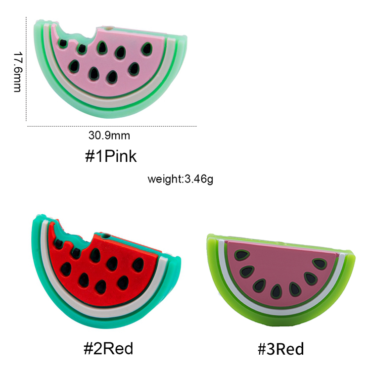 Red Watermelon Shaped Silicone Beads Soft For Baby Teething