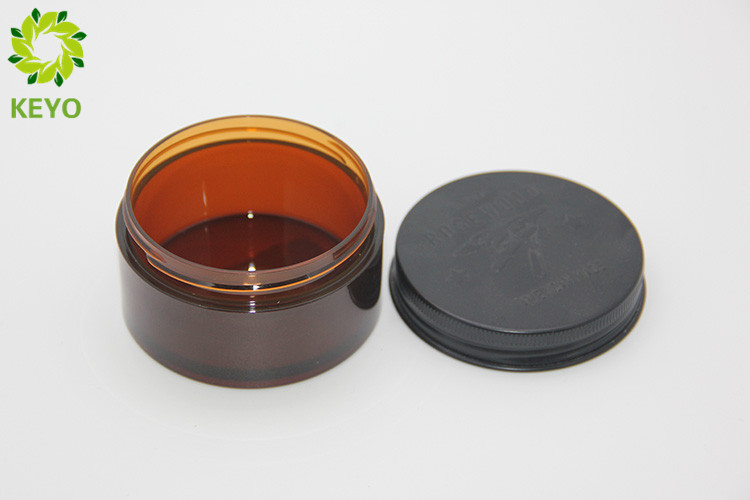 Amber Wide Mouth Face Mask Jar 100g PET Plastic Made With Black Aluminium Cap