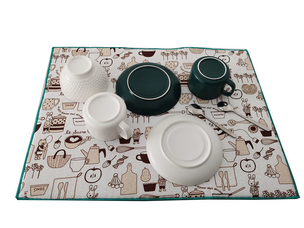 Kitchen Counter Microfiber Dish Drying Mat For Cup Bottle