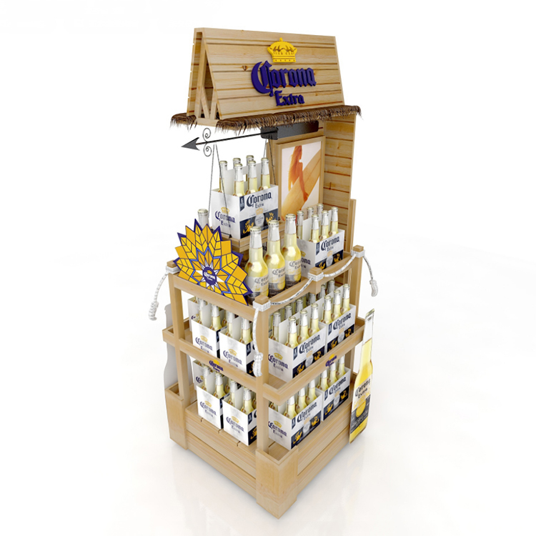 Customized Cosmetic Display Stand Wooden Display Shelf Unit Moisturizing Cream