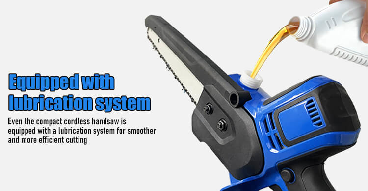 Cordless CE Handheld Mini Chainsaw 4000mah Battery Powered 8 Inch For Tree Cutting