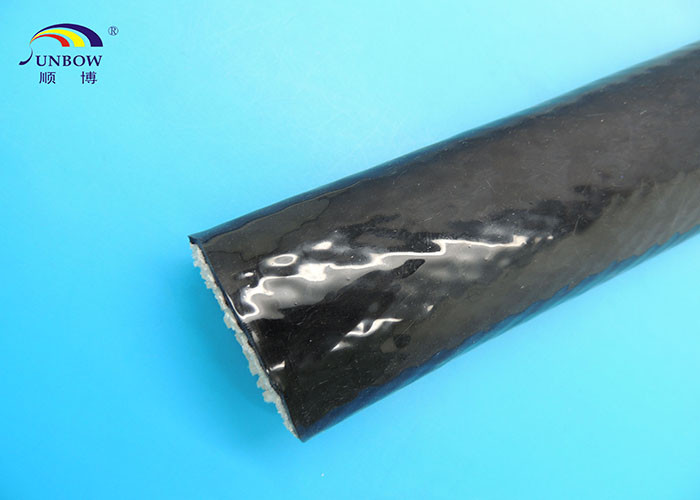 Black Silicone Coated Fibreglass Flame / Heat Resistant Sleeving , 15mm Inside Diameter