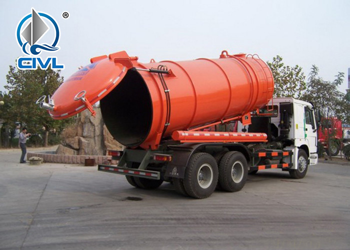 HOWO Vacuum Sewage Truck 6 X 4 12M3 Euro 2 ZF8098 High Efficient Long Service Life suction truck swz
