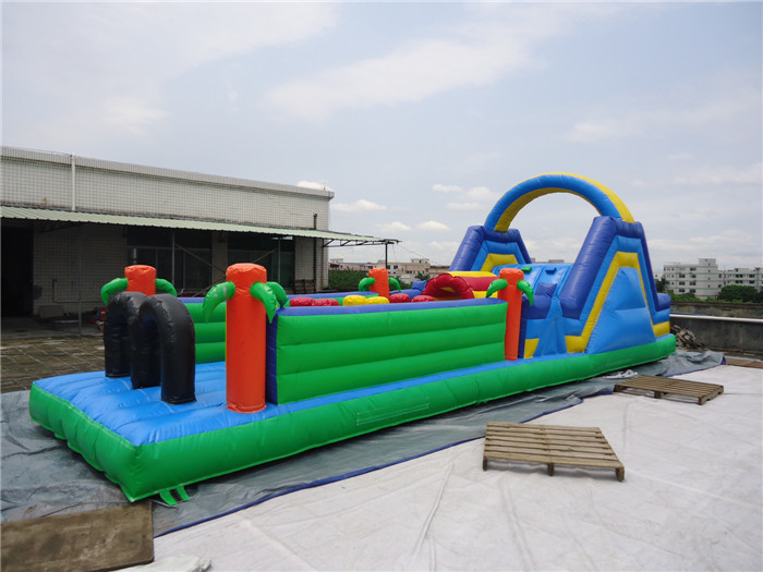 Awesome 46.5m Length Inflatable Obstacle Course Amazing With PVC Tarpaulin