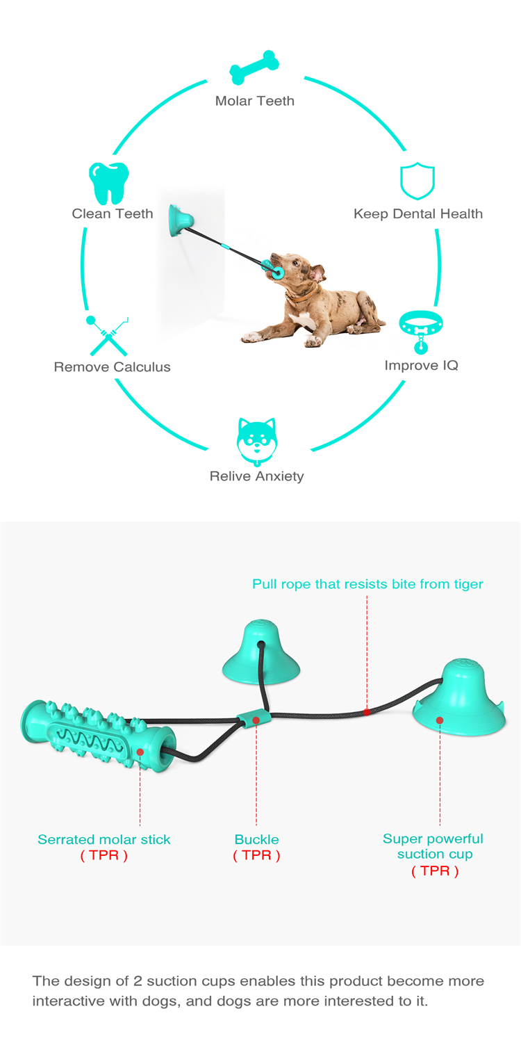 High Quality New Single Suction Cup Molar Ball Dog Toothbrush Teeth Cleaning Chew Toys For Pet