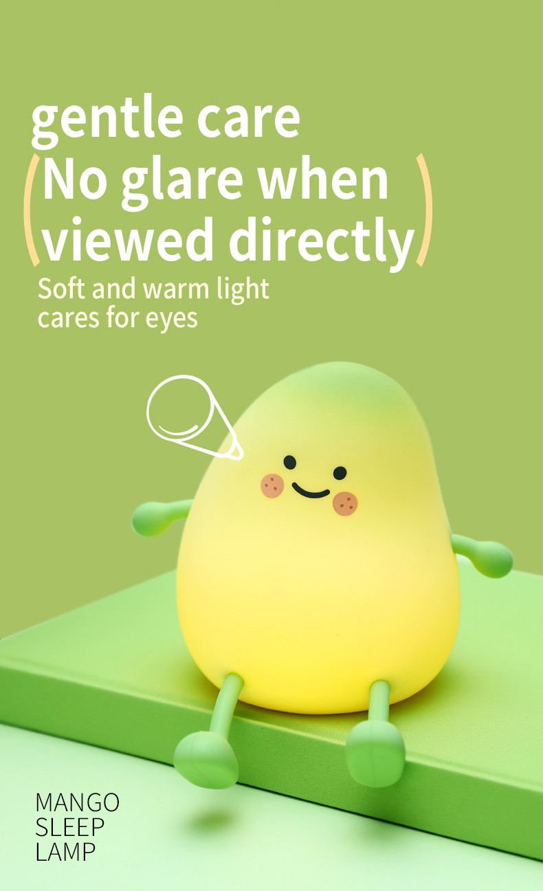 Mango Night Light Cute Children Silicone Lamp For Kids Bedroom Sleeping Lighting USB Charging LED Night Lights