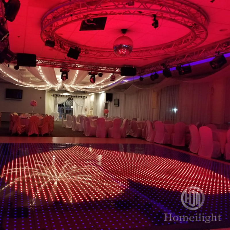 1- P7.5cm Portable Pixel Light Tempered Glass Video Dance Floor for Night Club Party