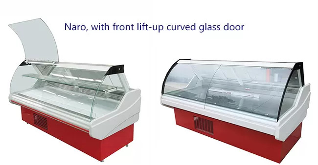 Lower Unit Curved Transparent Glass Cooked Food Refrigeration And Freezing Display Cooked Food Freezer