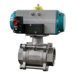 Ball valve with pneumatic rotary actuators double acting and spring return