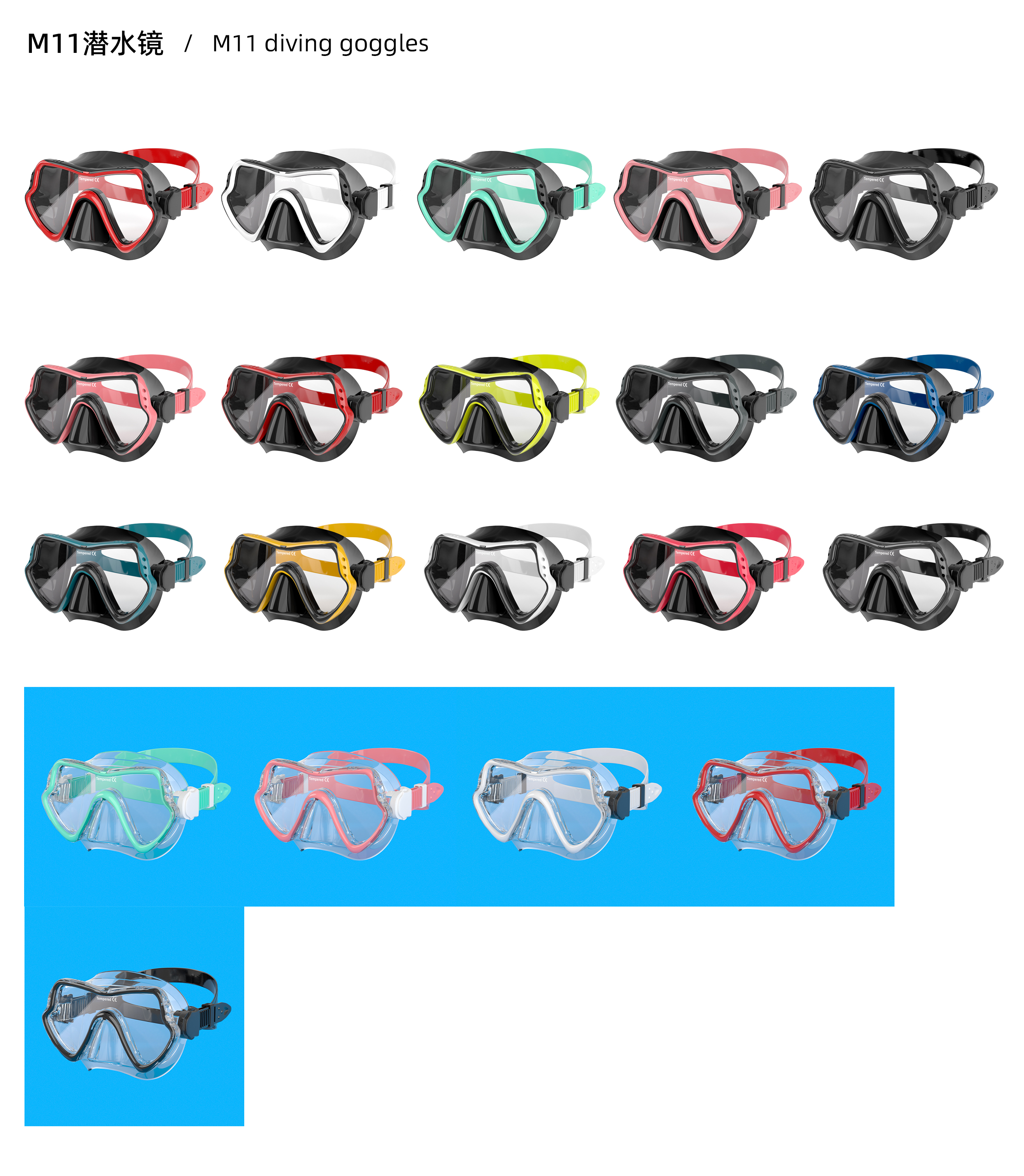 Dive Snorkel Tube and Goggles Adult Black Diving Set with 4.0mm Tempered Glass Lens Snorkel Mask Set