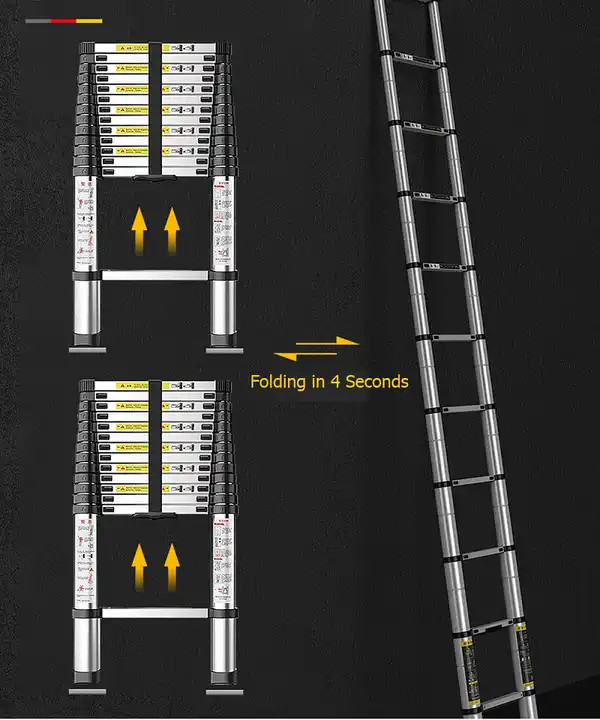 Portable Easy Store Folding Step Manufacturers Loft Retractable Foldable Aluminum Telescopic Ladder