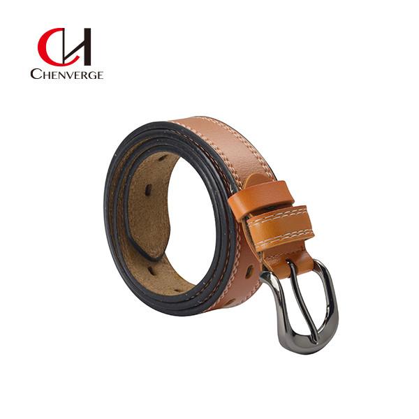 Zinc Alloy Bright Black Genuine Leather Belt Buckle Orange Neutral Denim Or