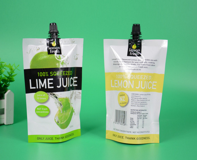 Reusable Liquid Plastic Packaging Bags / Juice Drink Stand Up Spout Pouch Packaging