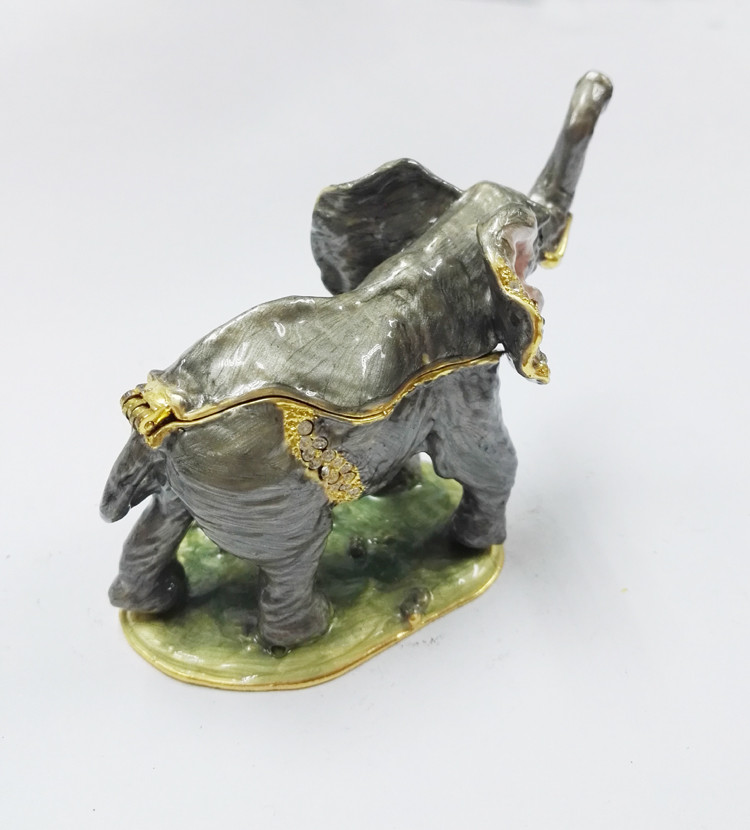 pewter family elephant jewelry box,elephant shape bejeweled box,alloy elephant trinket box