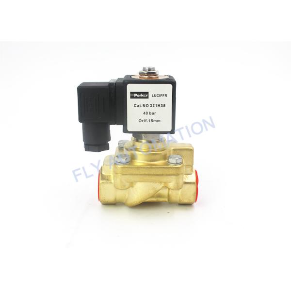 321H35 Parker Pneumatic Solenoid Valve 2 Way 24VDC Brass Normally Closed 1/2" General Purpose
