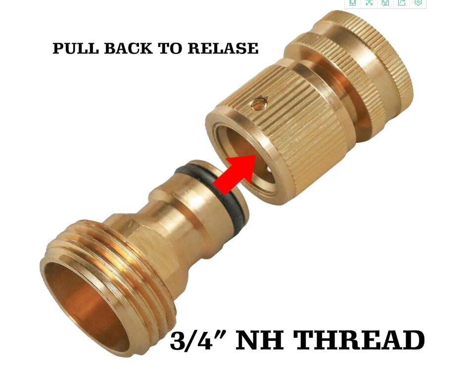 Brass Garden Hose Quick Connector 3/4 Inch GHT Male and Female Water Hose Fittings