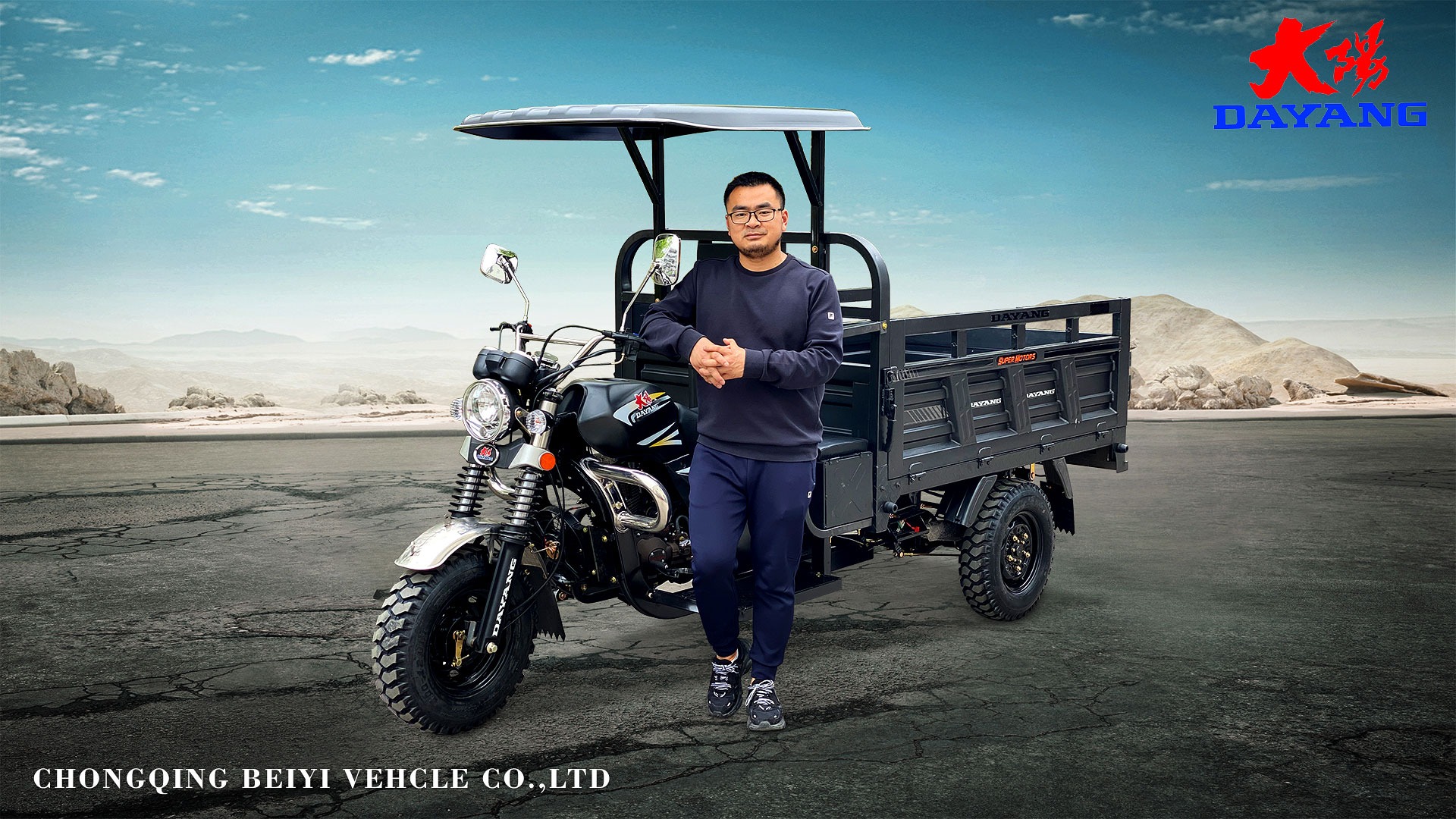 DAYANG Prince Grey Motorized Tricycles with 200CC Engine and 1000kg Loading Capacity