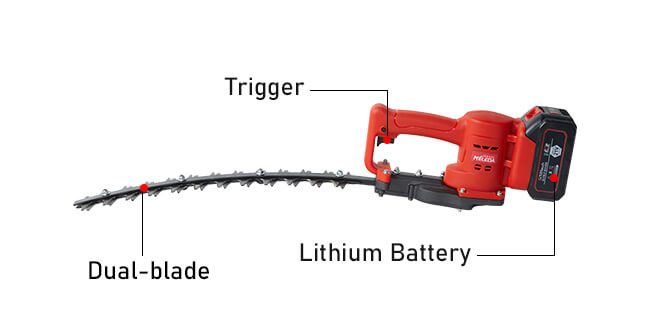 Electric Double Blade Cordless Hedge Trimmer 21V Lithium Battery Powered Garden Tool Tree Pruner