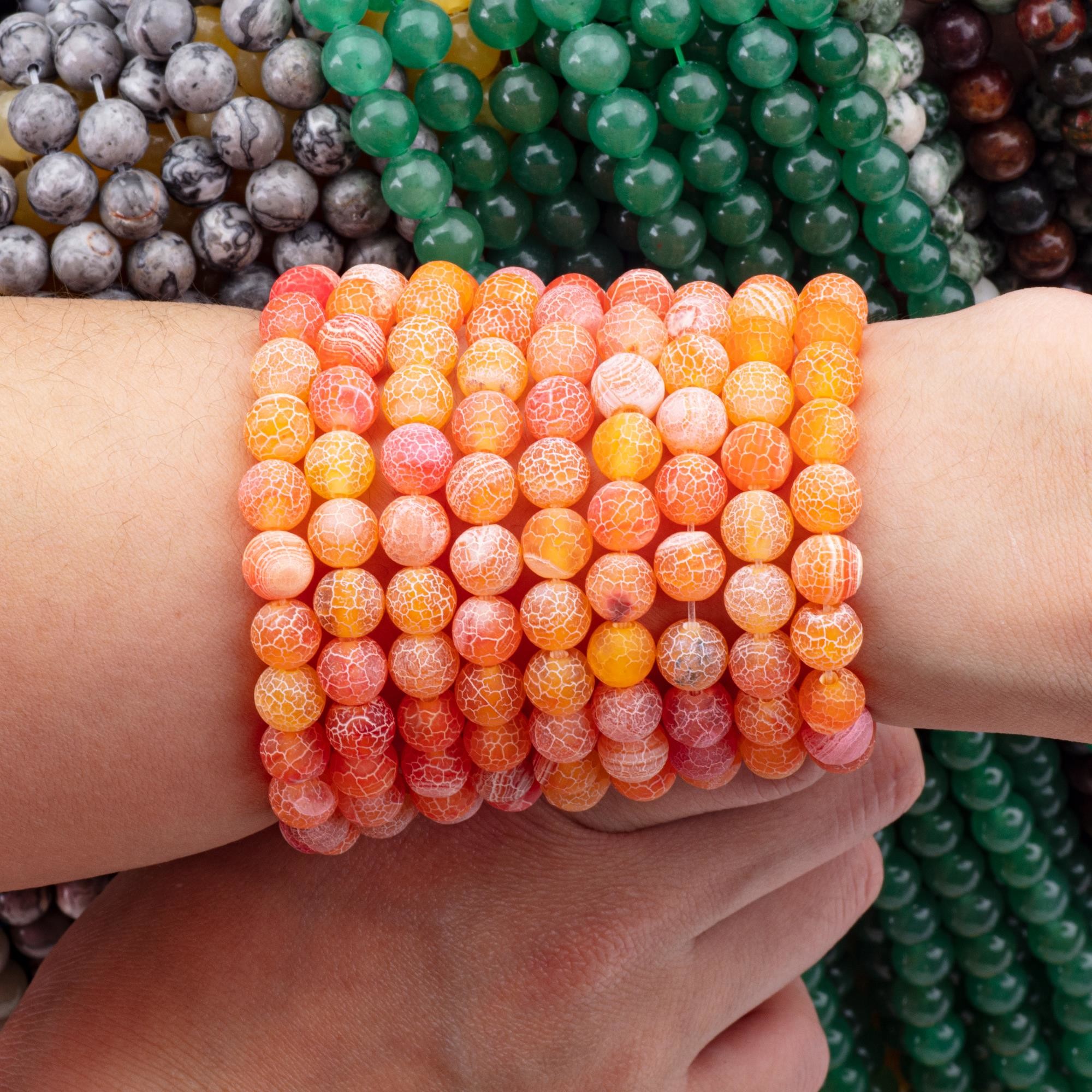 Orange Weathered Agate Loose Bead Strands 2mm Semi Precious Beads