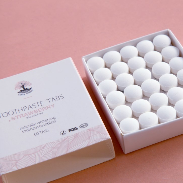 Strawberry Whitening Toothpaste Tablets With Fluoride CPSR FDA Approved