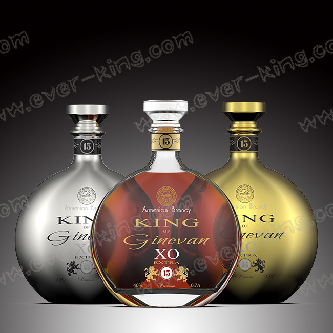 ISO9001 500ml Flint Glass Liquor Bottles For Cognac
