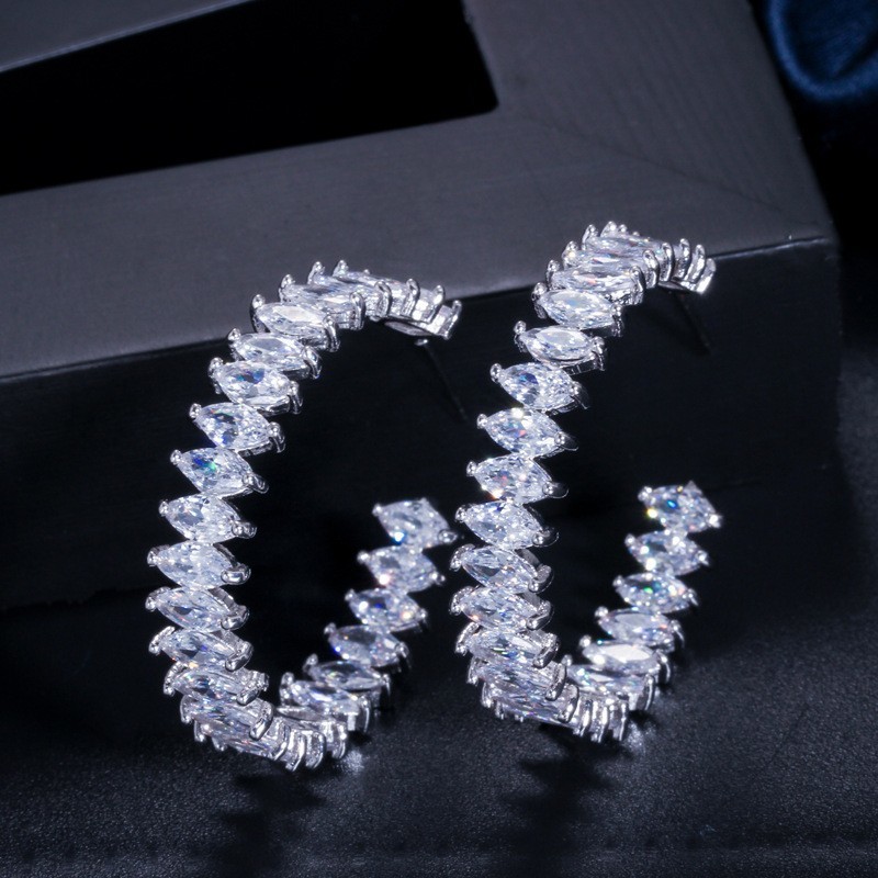Cubic Zirconia Earrings for Women Engagement Wedding Luxury Inlay Brilliant CZ Stone Earring Jewelry