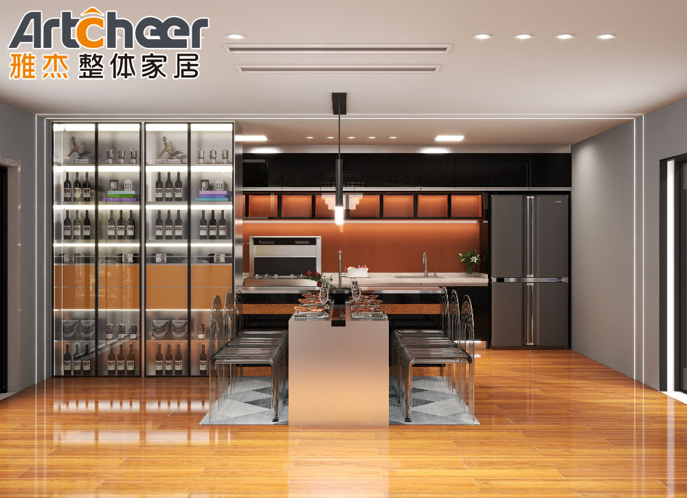Scandinavian Cabinets Kitchen Furniture Modern With Custom Size Cupboards And Island Table