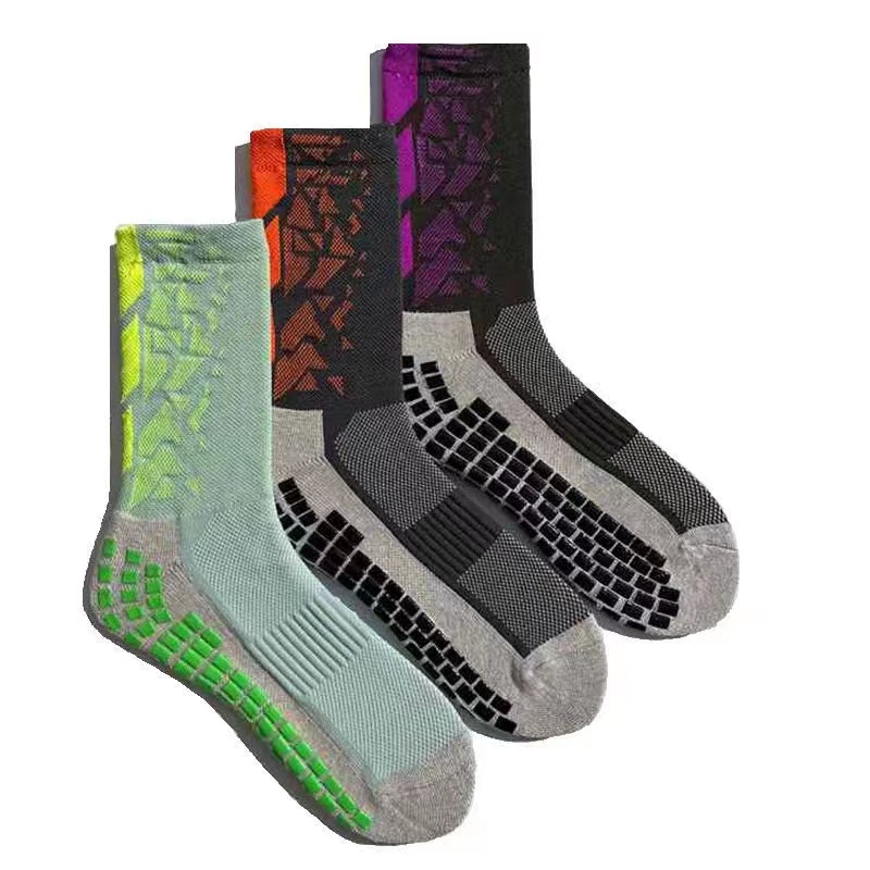 Spring Thick Padded Football Custom Anti-slip Crew Football Socks Grip Weaving Method