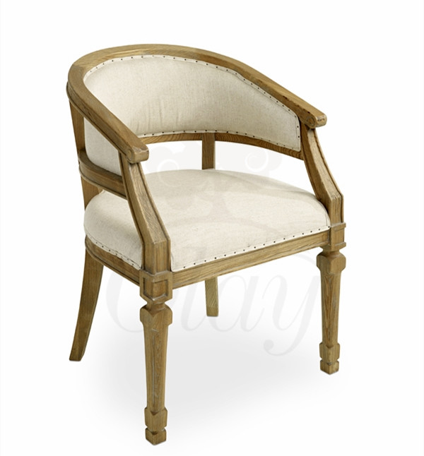 Corner solid oak wooden wedding chair with linen fabric for events and party rentals