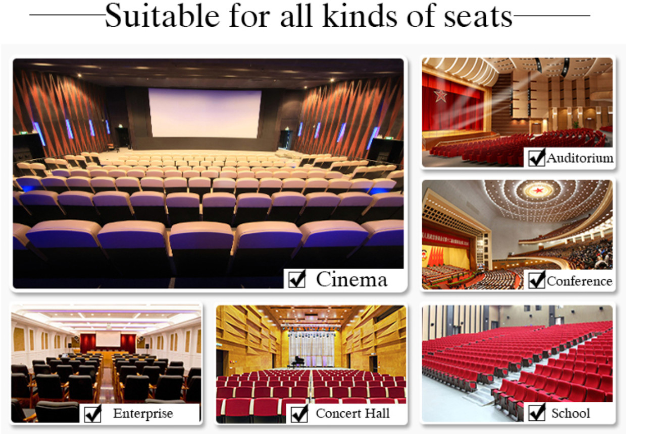 Medium Hardness Folding Cinema Hall Chairs Durable Removable High Density