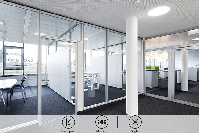 Demountable Glass Partition Wall System Removable Aluminium Frame Glass Partition