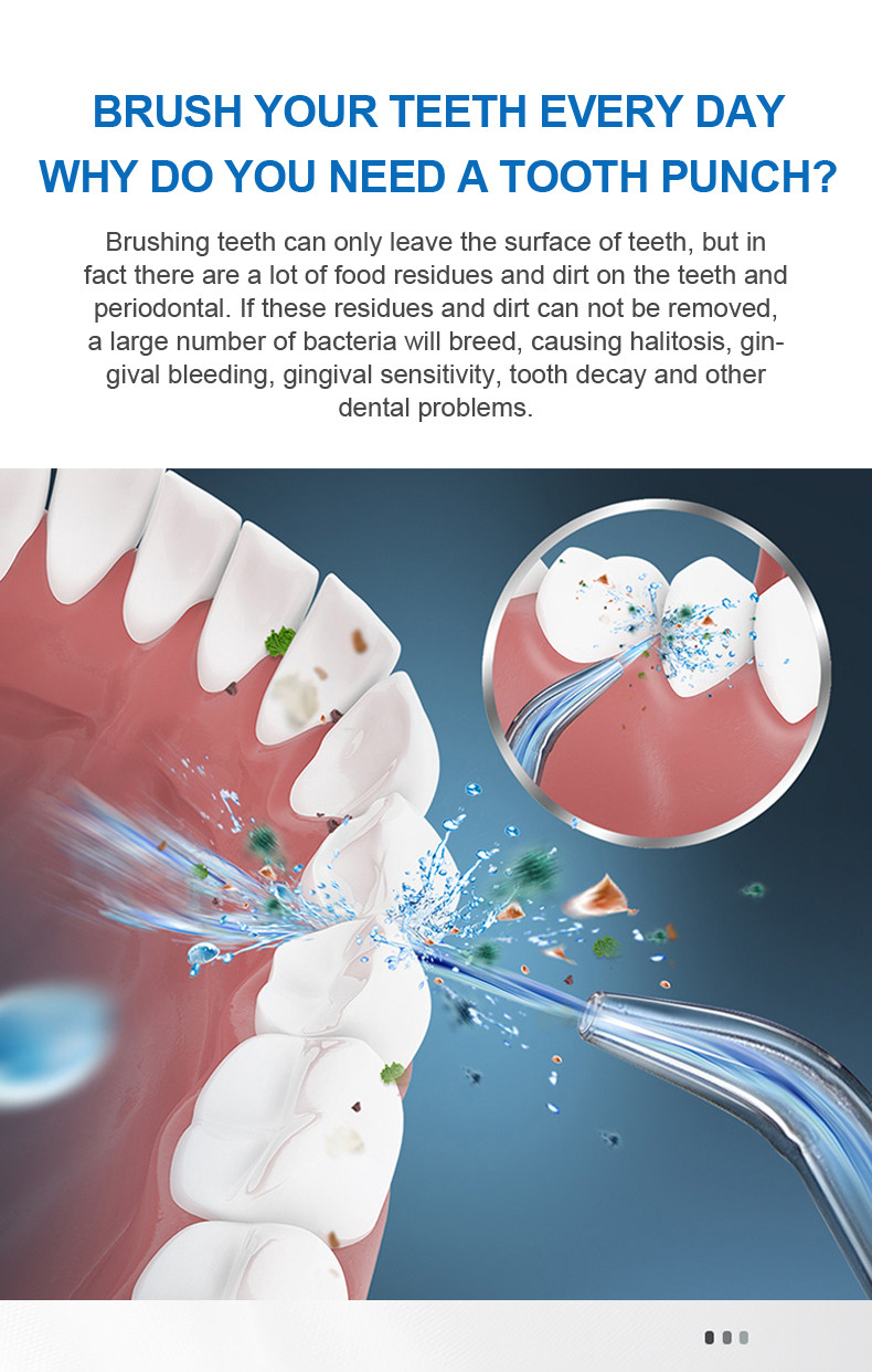 Leakproof Portable Cordless Water Flosser , Rechargeable 250ml Water Jet Dental Wash