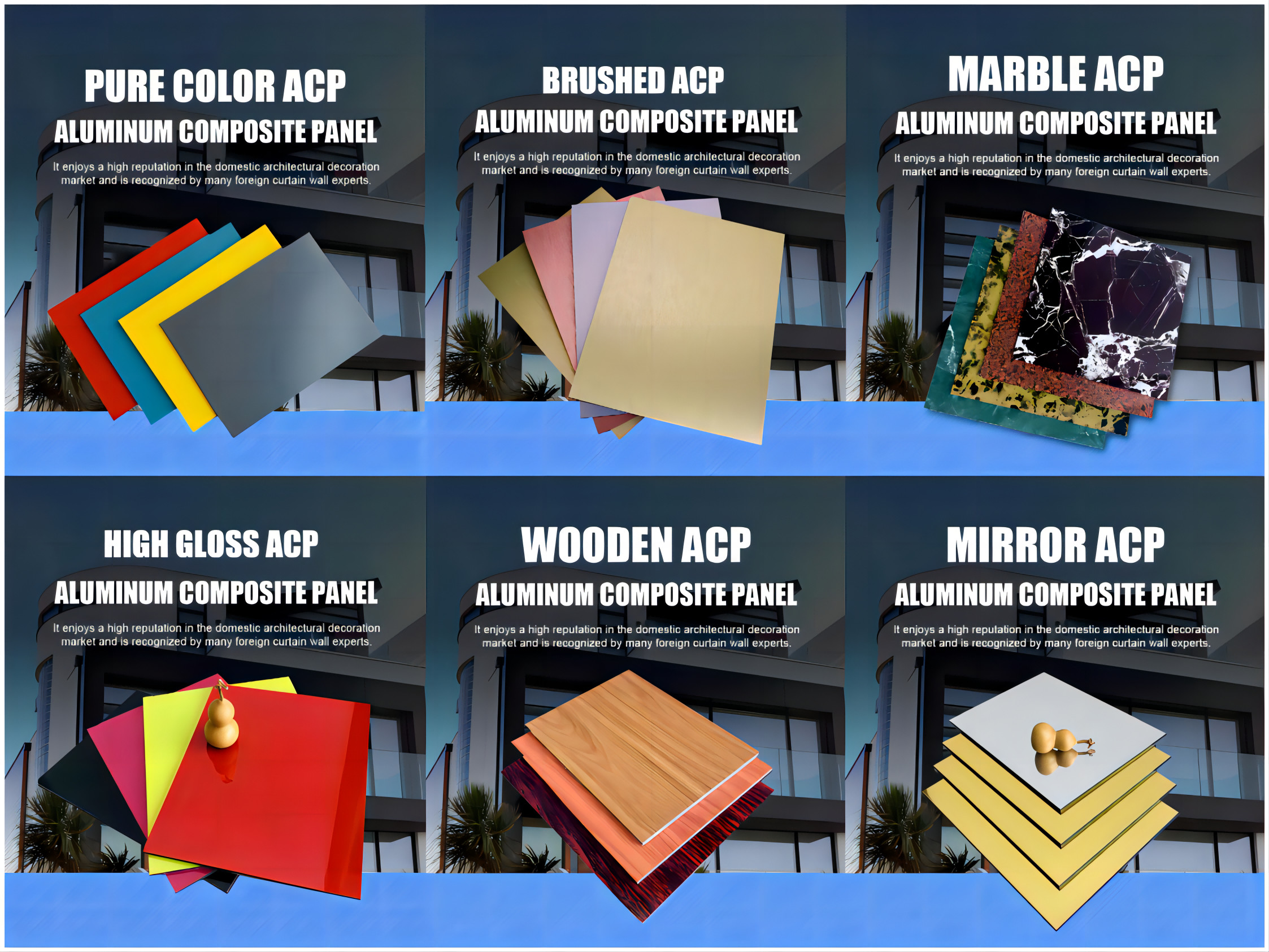 Construction Materials Brushed Aluminum Acm 1220mm Width Aluminium Acp Sheet