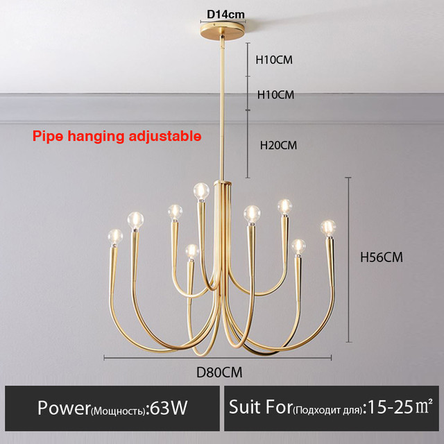 Retro Style Swoop Arm Chandelier Living Room Luxury American pendant lamp best lighting(WH-AP-570)