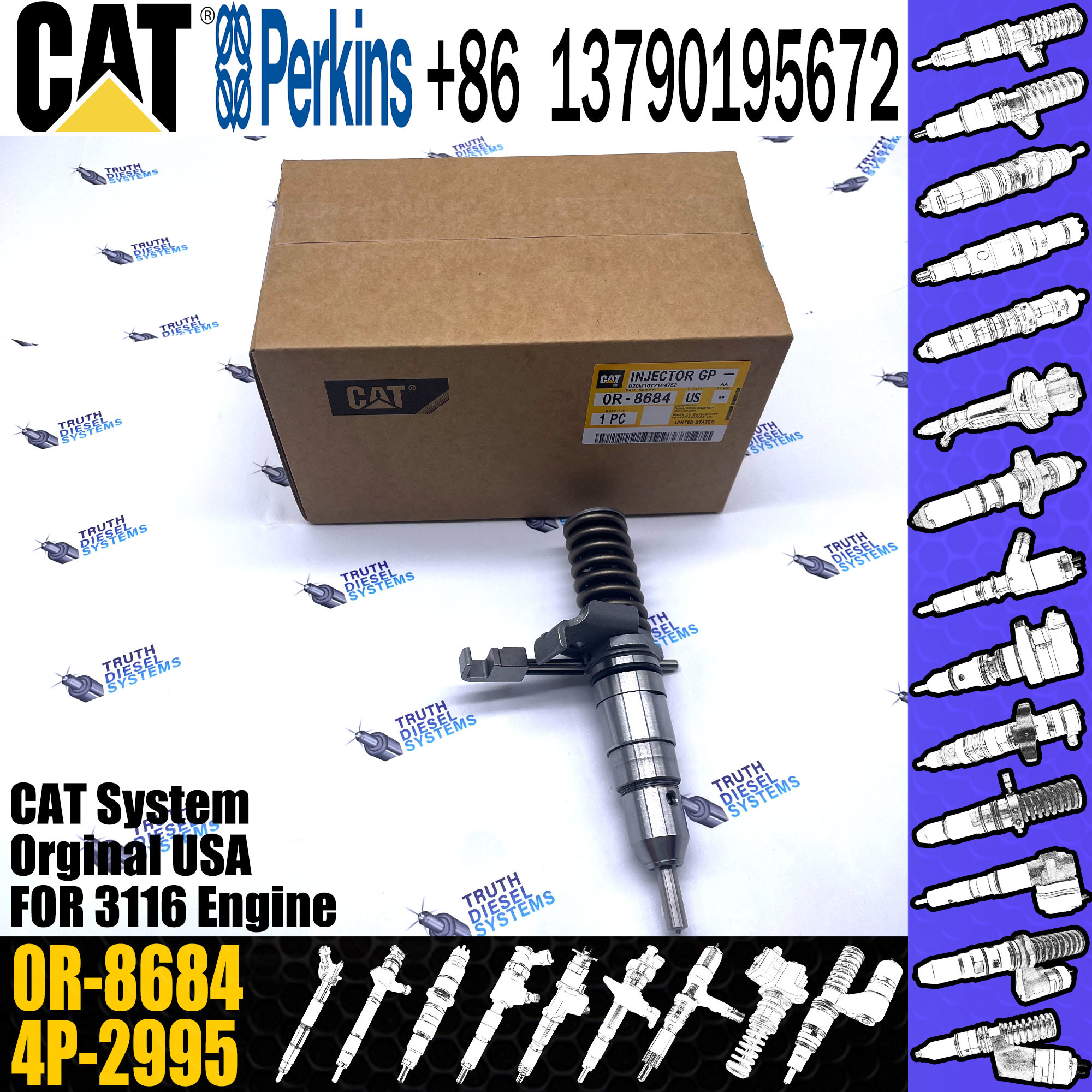 diesel injector 127-8218 0R-8684 for Caterpillar 3116 3126 engine 950G 960F 962G TK380 TK381 fuel injector 127-8218