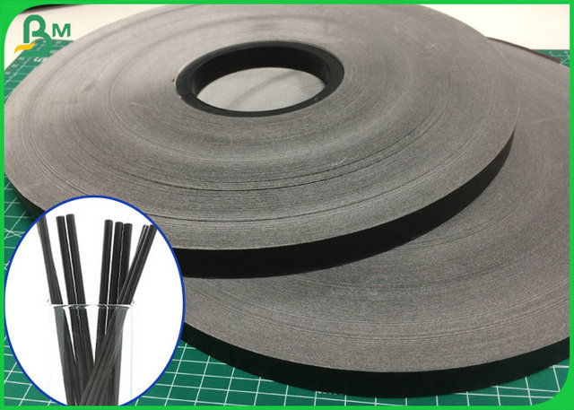 60G 15mm Solid Black Slit Paper Roll With FDA FSC Certification Approved 