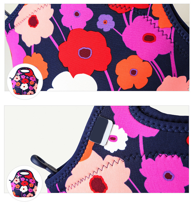 Flower Printing Waterproof Neoprene Bento Cooler Bag