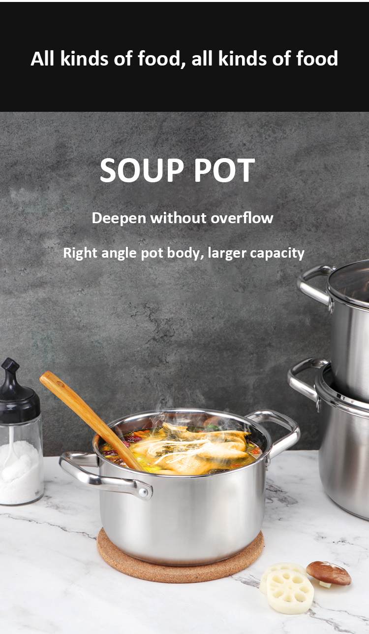 New Arrival 3 Piece Cookware Set Stainless Steel Soup Pot Stock Pot Set Cooking Cookware Set