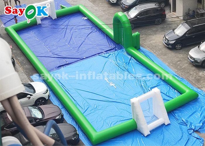 Inflatable Football Game Green Color PVC Commercial Inflatable Soccer Field 20*8m 2 Years Warranty