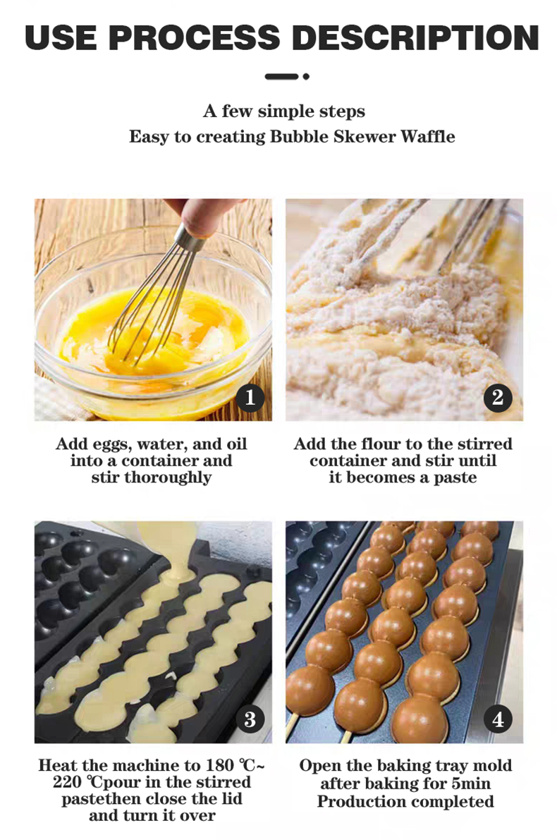 Electric Non-Stick Snack Round Ball Taiyaki Bubble Machine for Baking Waffle Cake Bread