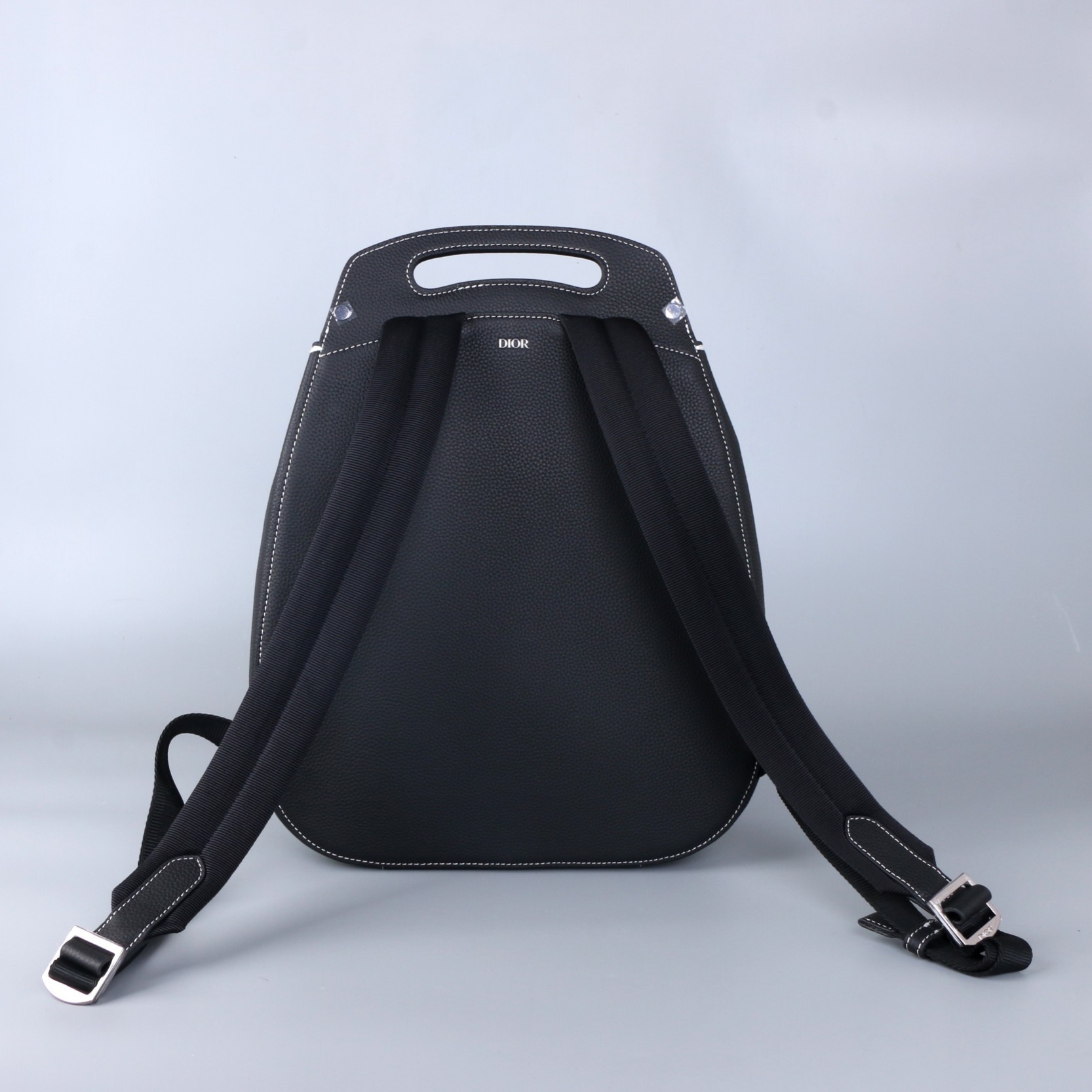 Men Essentials Christian Dior Gallop Backpack Black Grained Leather Calf