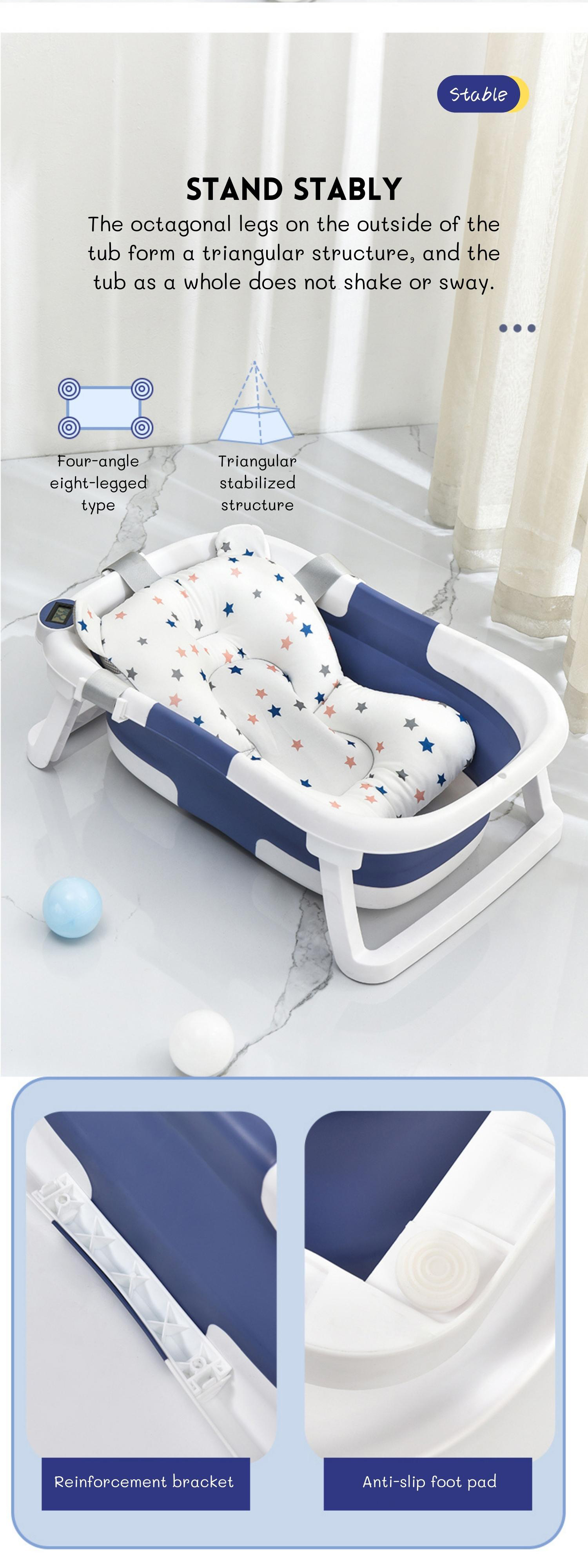 Anti Mold Newborn Baby Bathtub Set Collapsible Bath Tubs 60.5*43*20.5cm