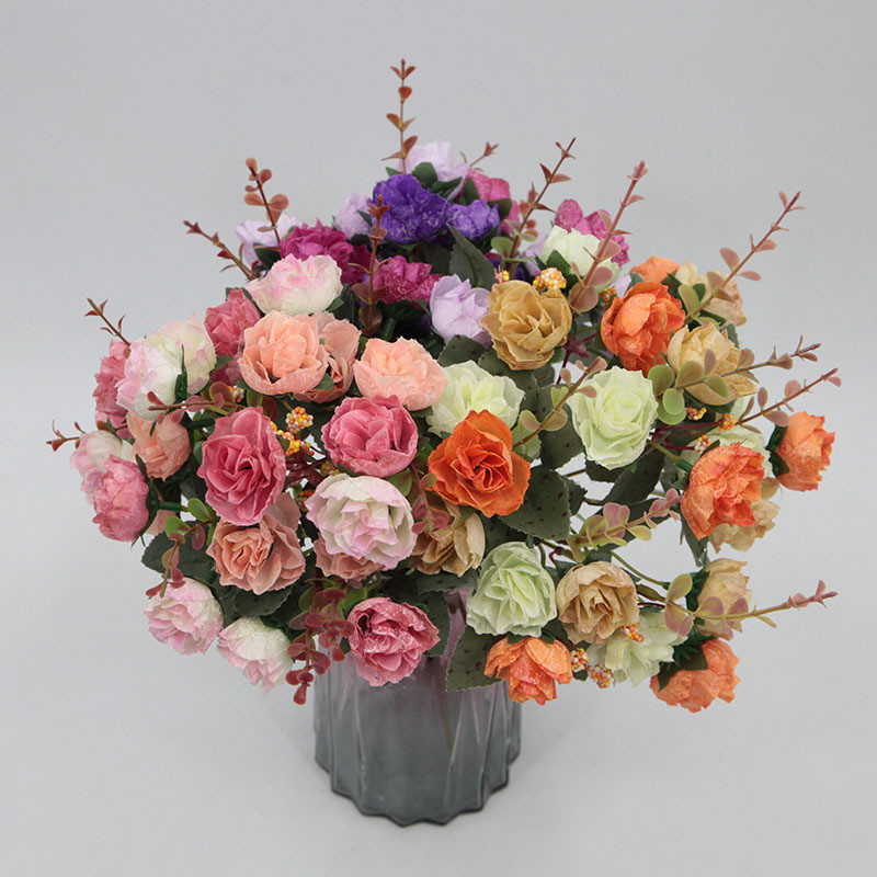 21 Diamond Roses, 7-Fork Autumn Rose Bundle Decoration, Wedding Home Decor, Fake Flowers