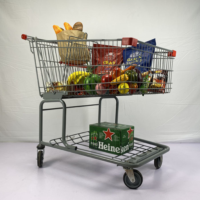 Customizable 175L Grocery Store Shopping Cart Supermarket Trolly With Foldable Child Seat