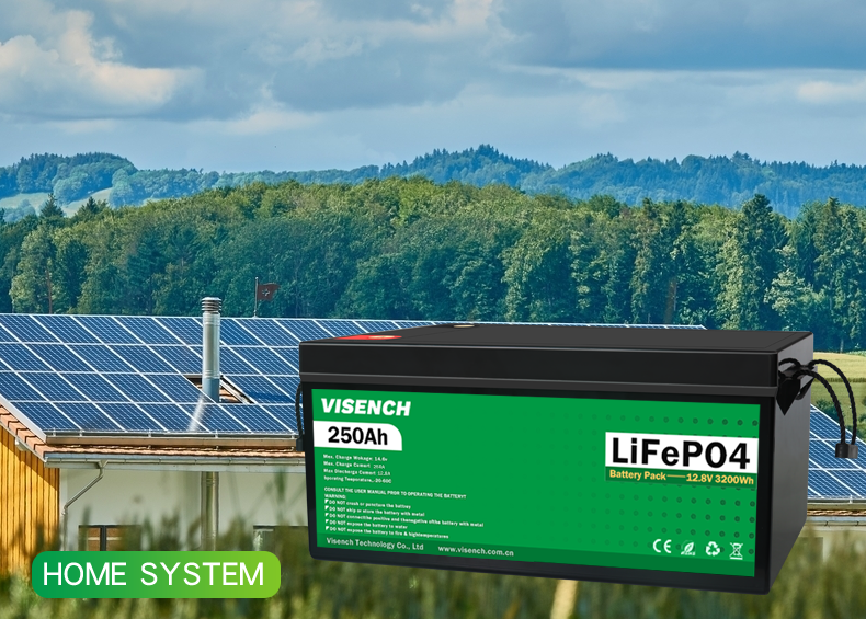 Visench Deep Cycle Storage Energy System 12V 250Ah LiFePO4 Rechargeable Lithium Iron Phosphate Battery