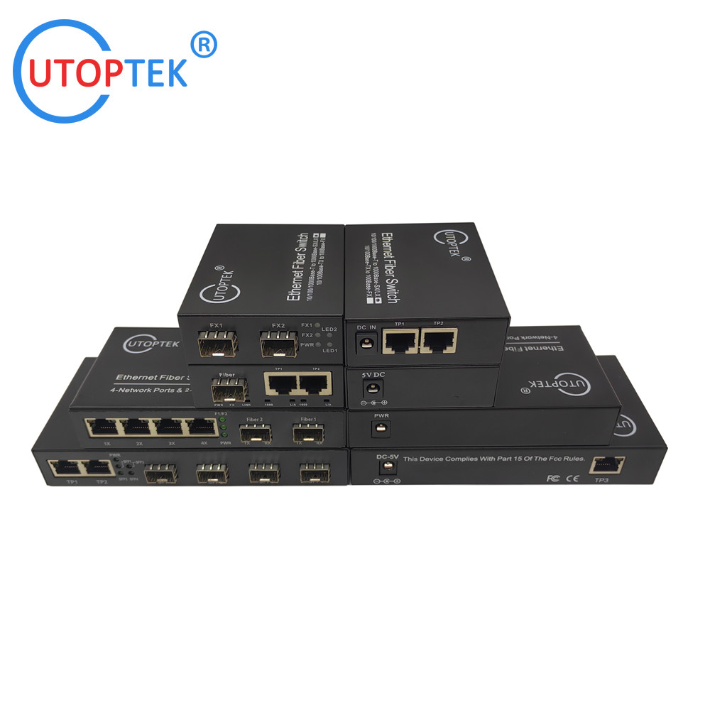 universal Fiber Ethernet Switch 2*10/100/1000Base-Tx to 1*1000Base-Fx SFP Fiber media converter